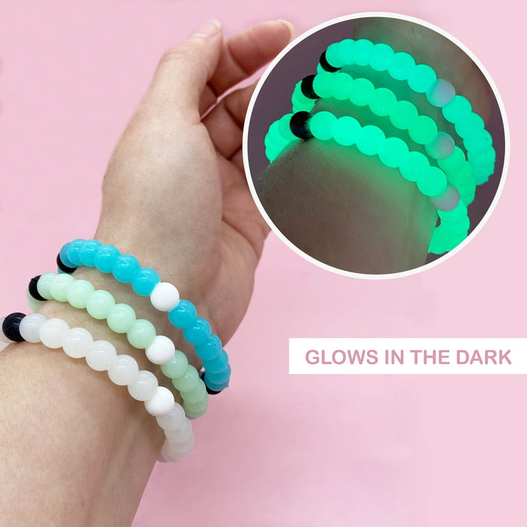Frog Sac 6 Bracelets for Kids, Glow in The Dark Silicone Beaded Bracelet Pack