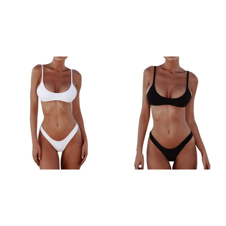 2-Pack Set Bandage Brazilian Bandeau Women Push Up Swimsuit Bikini Swimwear Beachwear Bikinis Set plus Size Underwire Bikini Top Womens Bikinis Full Coverage Vibrating Bikini Underwear Teen