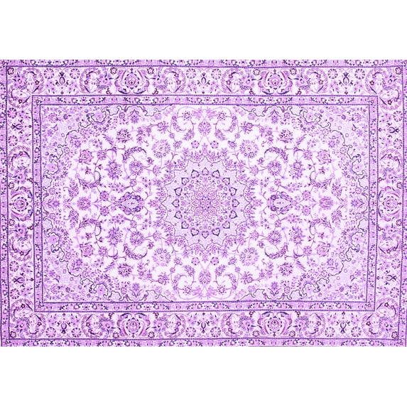 Ahgly Company Indoor Rectangle Medallion Purple Traditional Area Rugs, 6' x 9'