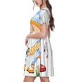 thumbnail image 2 of Disketp Gnome Camping Fishing para Vestido de Manga Corta para Mujeres, Vestidos de Verano para Mujeres, Casual y Holgado para la Playa, 2 of 6