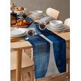 thumbnail image 3 of Navy Blue Geometric Burlap Cotton Table Runner 13x70 Inches Long, Boho Color Block Artwork Farmhouse Table Runners, Outdoor Dining Tablecloths Decor for Baby Shower/Party/Wedding, 3 of 6