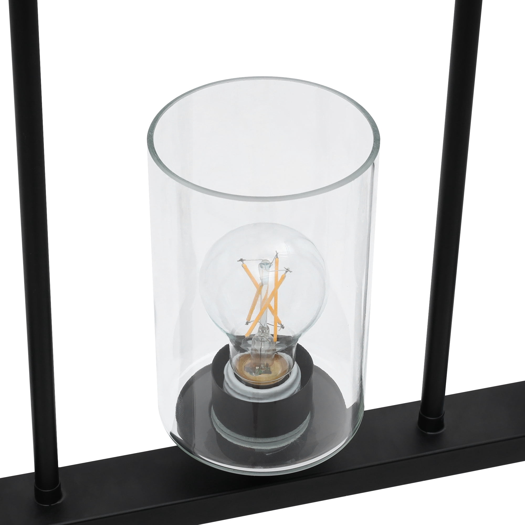 LNC Delia 7-Light Matte Black Large Linear Pendant with Clear Glass for Kitchen Island
