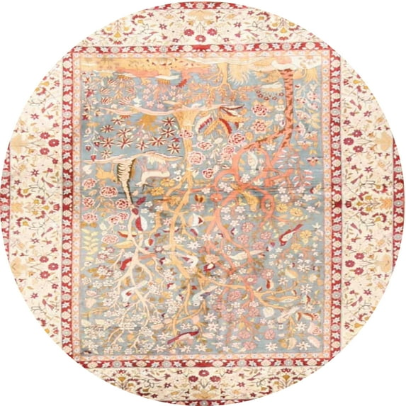 Ahgly Company Machine Washable Indoor Round Traditional Tangerine Pink Area Rugs, 3' Round