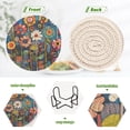 thumbnail image 4 of Yayeee 6 PCS Drink Coasters with Holder Set Woven Absorbent Round Tabletop Hot Pad, Blue Colorful Flowers, 4 of 7