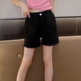 thumbnail image 6 of Jinhomg Ripped Denim Shorts for Girls Summer Raw Hem Casual Jean Shorts Kids Elastic Wasit Retro Distressed Shorts Cute Y2K Shorts for Teen Girls for 4-15Y, 6 of 7