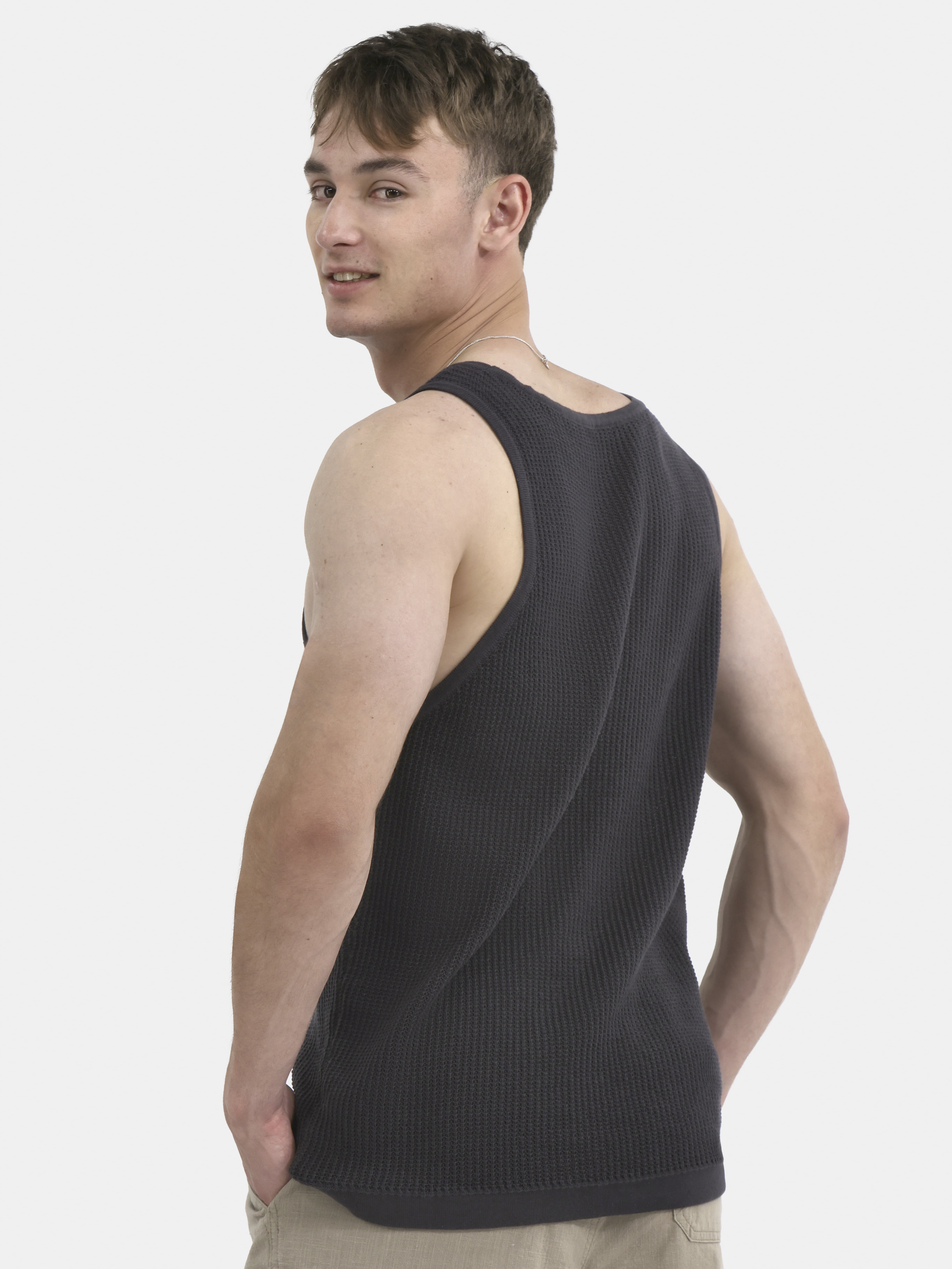 No Boundaries Mesh Stitch Sweater Tank Top, Men's and Big Men's
