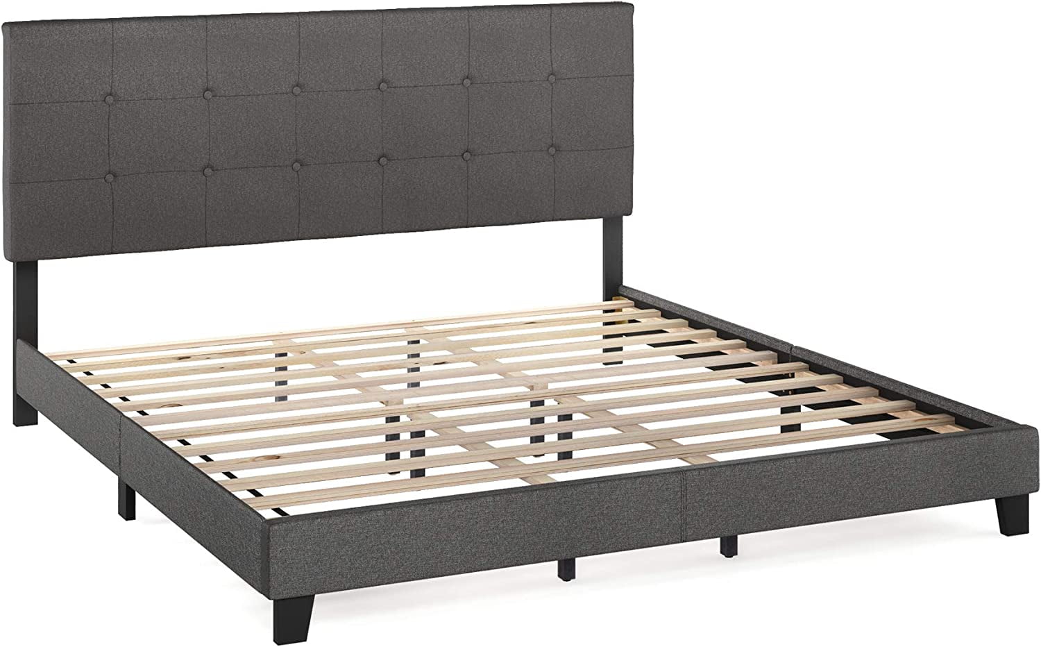 Laval Button Tufted Upholstered Platform Bed Frame California King