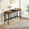 thumbnail image 2 of UHOMEPRO Dining Table Set for 3, Vintage Rectangular Counter Height Bar Table with 3 Stools, 4 Piece Bar Table Set for Kitchen Bar Dining Room Breakfast Nook, Hanging Stool Design, Natural + Black, 2 of 8