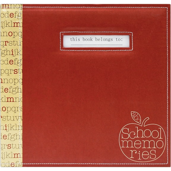 MBI School Memories Post Bound Album W/Name Window 12"X12"-Red Apple