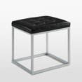 thumbnail image 4 of Inspired Home Simpson Faux Leather Cube Ottoman Tufted Metal Frame Modern, Black, 4 of 7