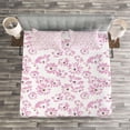 thumbnail image 3 of Ambesonne Flower Quilted Bedspread Set 3 Pcs, Romantic Florals Petals, King Size, Pale Pink White, 3 of 3