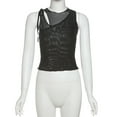 thumbnail image 2 of Cyber Y2K Mesh See Through Tank Top Women Fashion Slim Lace-up Vest Blouse Mall Gothic Sleeveless Summer Sheer Tanks, 2 of 3