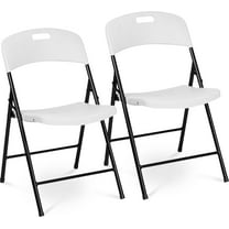 YYEAN Folding Chair, Indoor Outdoor Plastic Commercial Stackable Foldable Guest Chairs for Events Office Wedding Party Picnic Kitchen Dining, 350lb Capacity (White, 2 Pack)