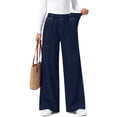 thumbnail image 4 of Sundazz Women's Stretchy Wide Leg Jeans Elastic Waist Knit Denim Pants with Seamed Front, 4 of 7