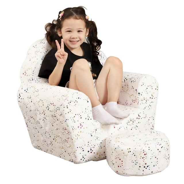 Sofá Infantil con Otomán Diseño de Concha Blanca MOMCAYWEX