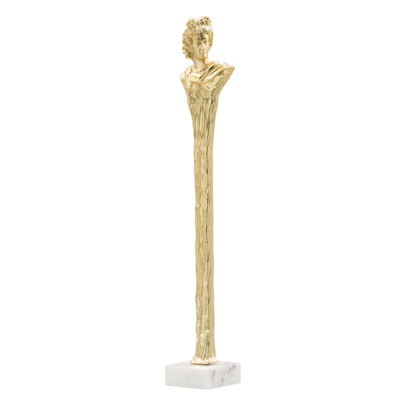 Homestock Artisanal Artistry Small Roman Bust Statuette on Marble Base - Gold & White Finish, 4.4 lbs, Elegant Home Decor Accent