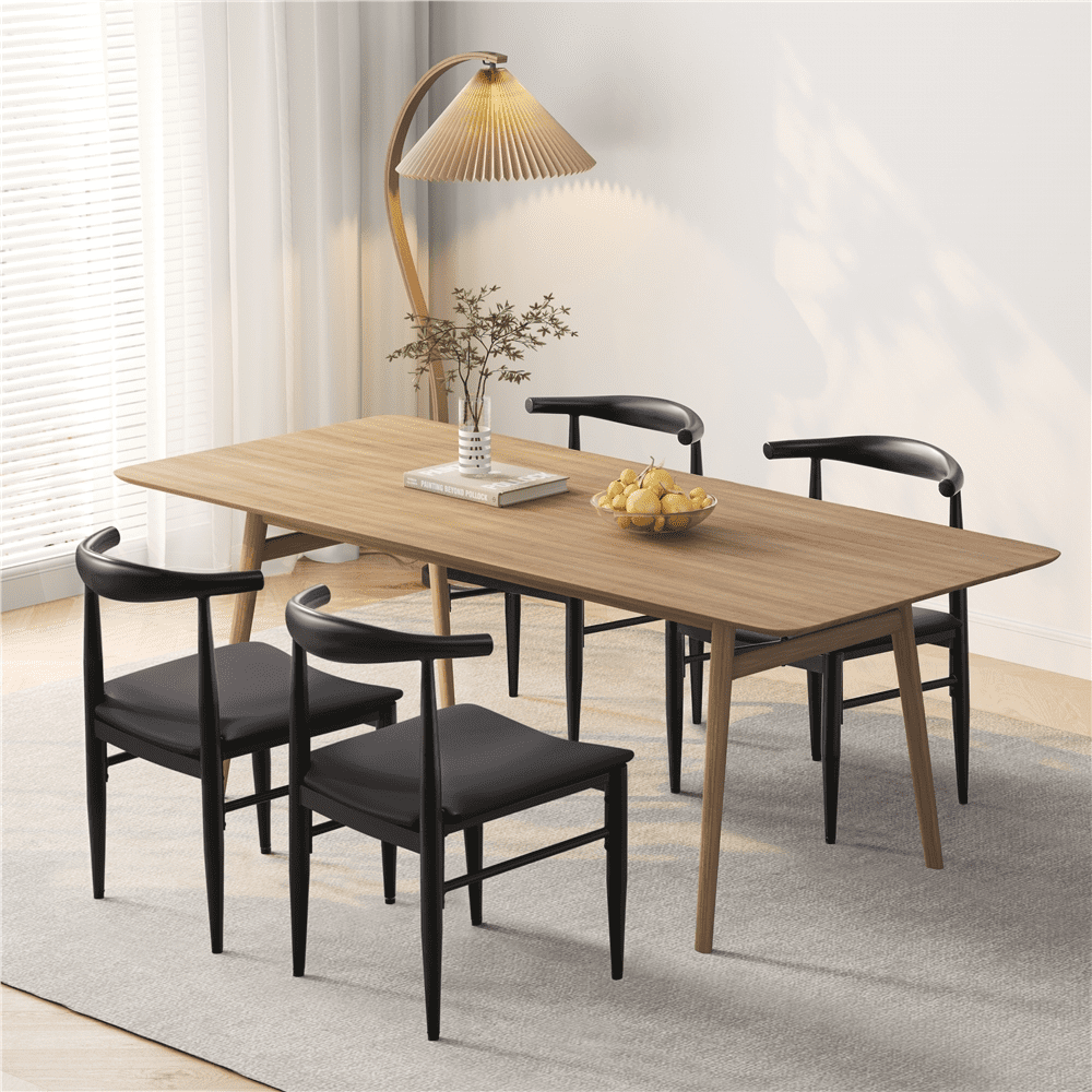 Alden Design 2-Piece Modern Armless Leather Dining Chairs with Backrest, Black