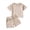 AB54 Beige, variant on Tisuna 2 Pieces Solid Color Outfits Set For Toddler Short Sleeve Crew Neck Tops And Shorts Set Breathable Casual Baby Girls Boys Summer Tracksuit Clothes Beige Size 18-24 Months