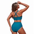 thumbnail image 2 of IROOZIGOTO Two Piece Swimsuit Tummy Control Bathing Suit High Waisted U Neck Cutout Swimwear Ruched Solid Padded Bikini Sets Full Coverage Slimming Swimwear, 2 of 6