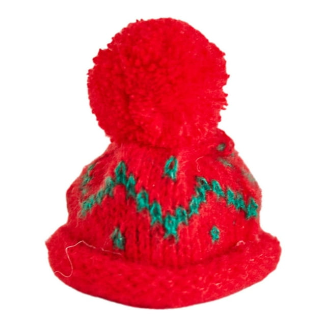 Mini gorro de punto navideño, adorno navideño, decorativo, suministros para fiestas navideñas, Rojo