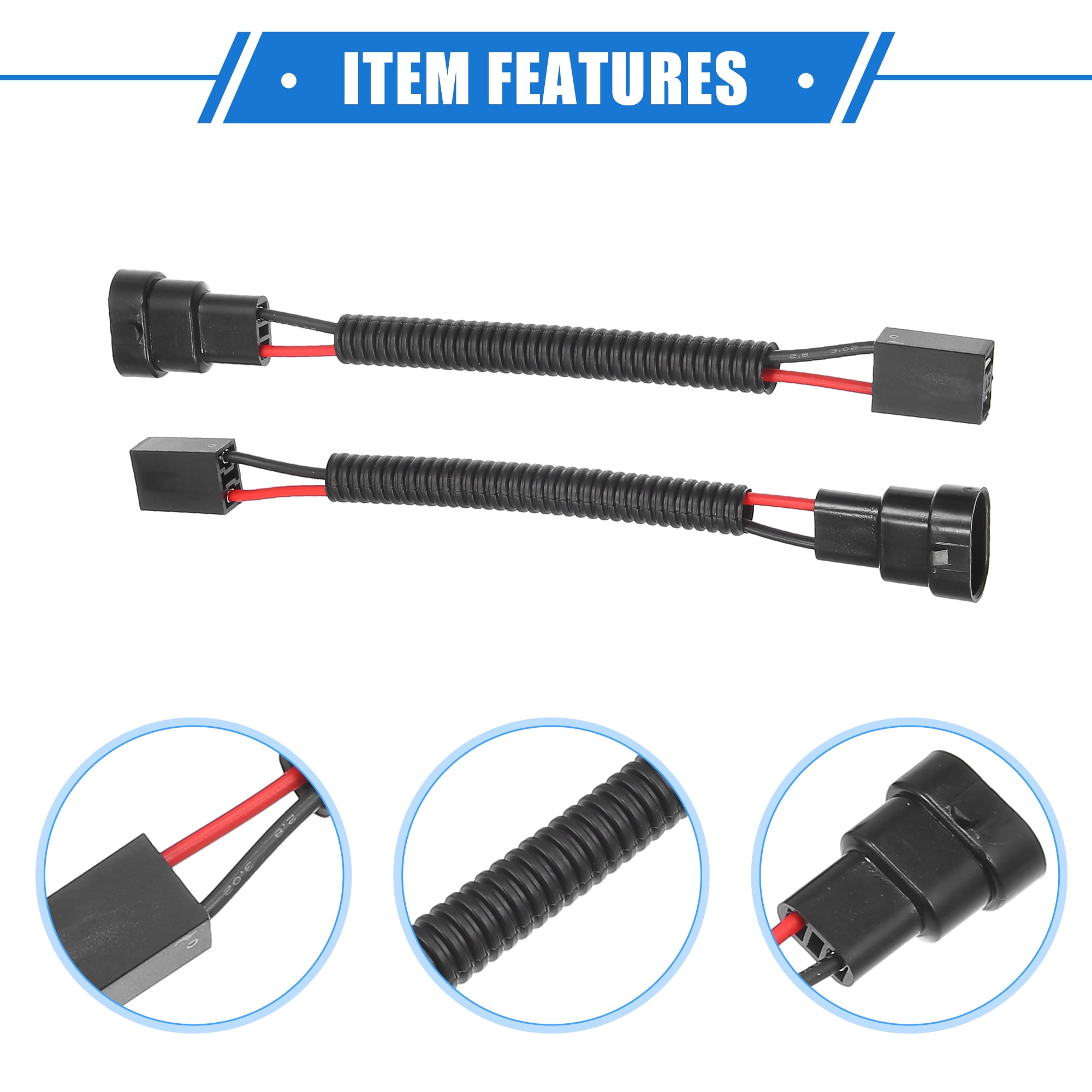 Unique Bargains 2pcs 9006 Male to H7 Female Extension Wire