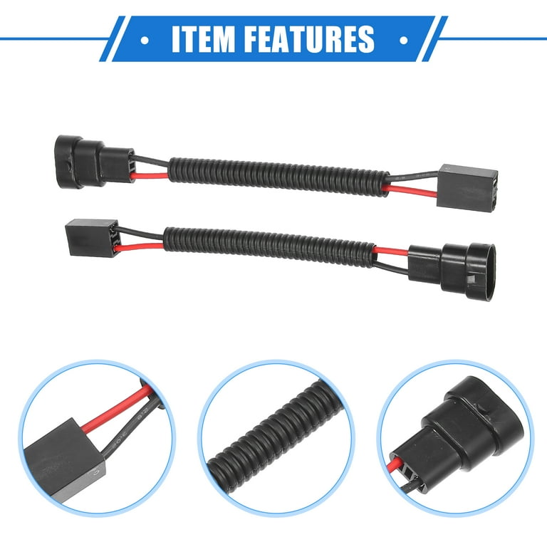 Unique Bargains 2pcs 9006 Male to H7 Female Extension Wire