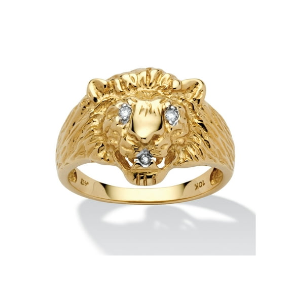 PalmBeach Jewelry Men's Diamond Accent Solid 10k Yellow Gold Lion's Head Ring