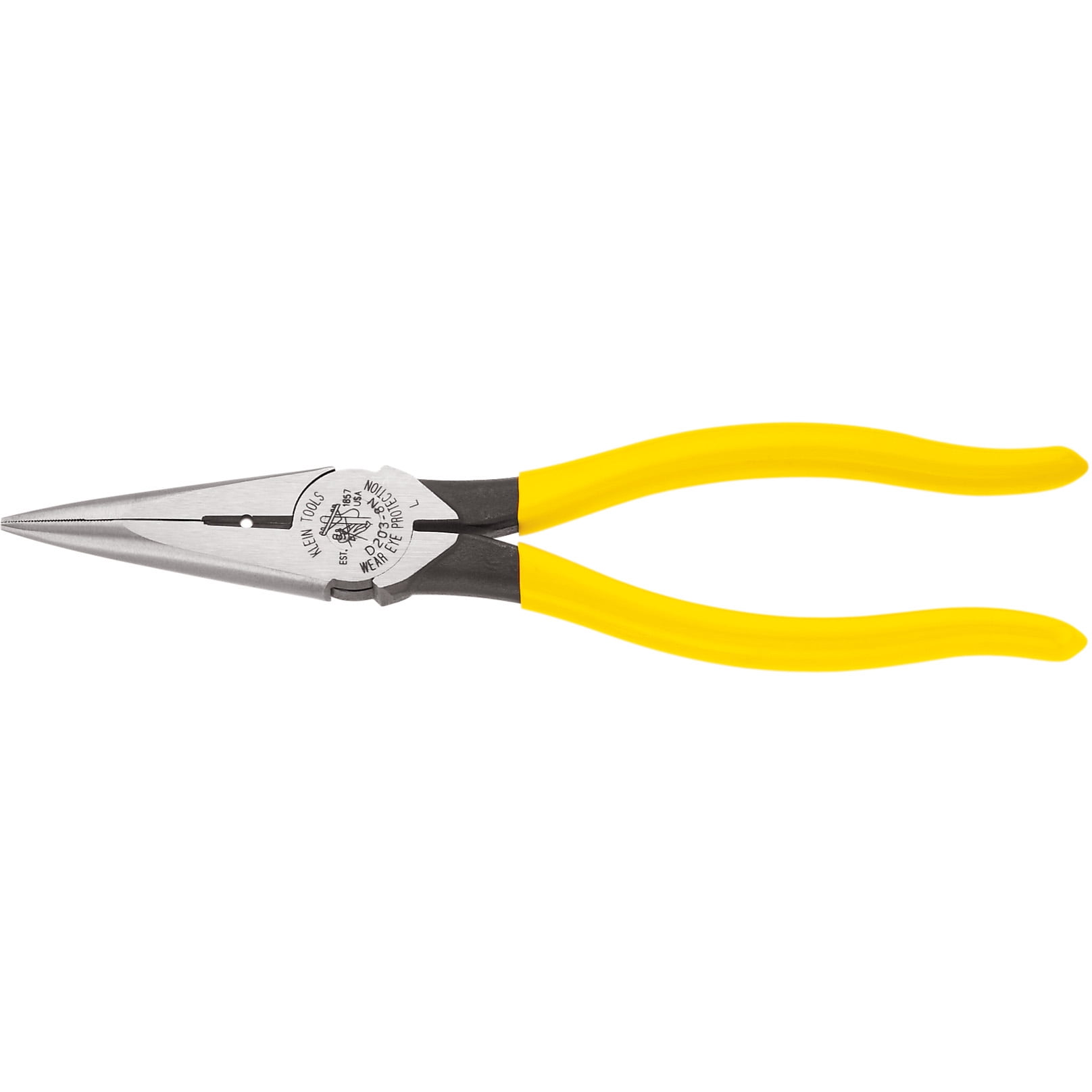 Klein Tools D203-8N Long Nose Side Cutting and Wire Stripping Pliers, Heavy Duty, 8-Inch