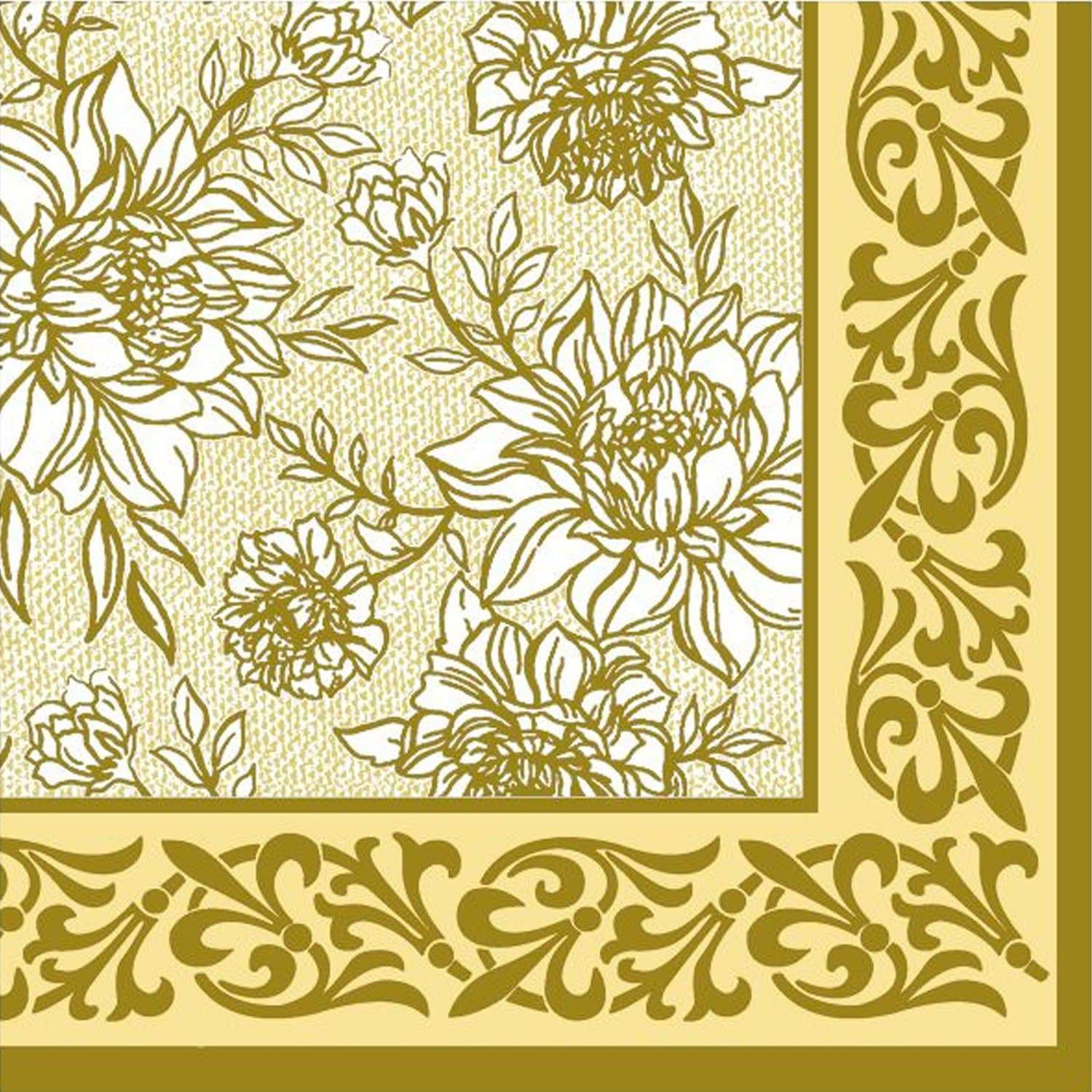 Arab White/Gold Lunch Napkins Floral Paper Napkins Vintage Floral Party 60 Count 