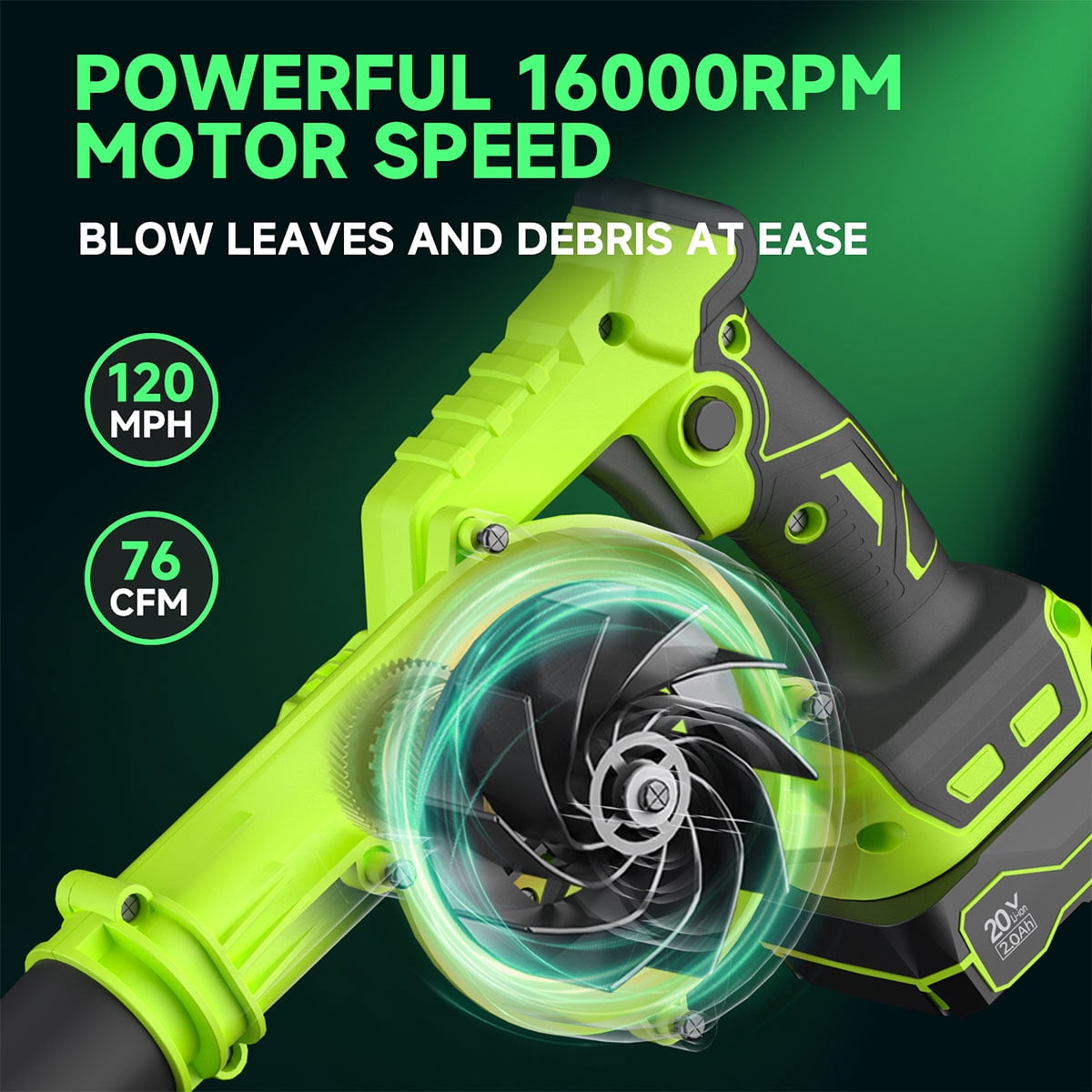 20V Cordless Leaf Blower, 120MPH Electric Blower with 1 Batteries & Charger, Lightweight Yard Tools for Lawn Care, Patio, Backyard, Garden, Grass Blower for Floor and Outdoor Use