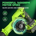 thumbnail image 3 of 20V Cordless Leaf Blower, 120MPH Electric Blower with 2 Batteries & Charger, Lightweight Yard Tools for Lawn Care, Patio, Backyard, Garden, Grass Blower for Floor and Outdoor Use, 3 of 8