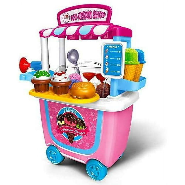 Gizmovine Ice Cream Toy Pretend Food Truck Toy Play Set Ice Cream Cart
