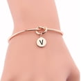 thumbnail image 4 of FEELMEM Initial Bracelet Letter Bracelet-Simple Love Knot with Initial Charm Bangle Bracelet-Bridesmaid Gift-Love Knot Bangle Stretch Bracelet Gift for Women-Bridesmaid Jewelry, 4 of 7