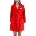 thumbnail image 3 of Meichang Hooded Robe for Women Fleece Long Sleeve Winter Robe Fluffy Fuzzy Kimono Robes Soft Cozy Pockets Homewear with Belt, 3 of 4