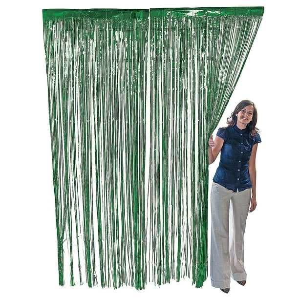 Green Metallic Fringe Curtain Party Decor 1 Piece