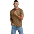 thumbnail image 3 of JWD Classic henley style Three button henley closure, Mens Henley Short Sleeve T-Shirt Cotton Casual Shirt Mens ShirtsSummer Daily T-Shirts Dark Khaki 2XL, 3 of 6