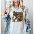 thumbnail image 2 of Moonlight Apparel Ghost Reading Book Lover Halloween Shirt Cute Fall Multicolor Graphic Tee with Cat and Books Heather Grey Spooky Season T-Shirt for Women, 2 of 6