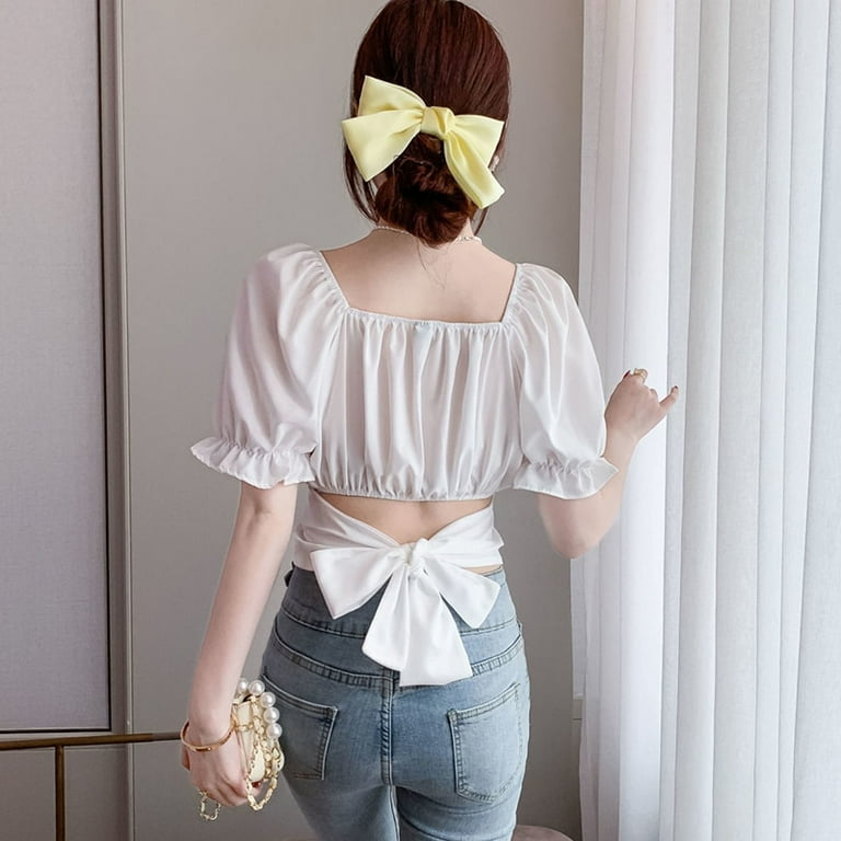 White chiffon sales crop top