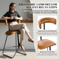 thumbnail image 3 of Memoryfield Bar Stools Set of 2, Modern Counter Height Stools with Back, Faux Leather Bar Chairs with Ergonomic Backrest & Metal Legs for Kitchen Island, Home Bar, Brown, 3 of 8
