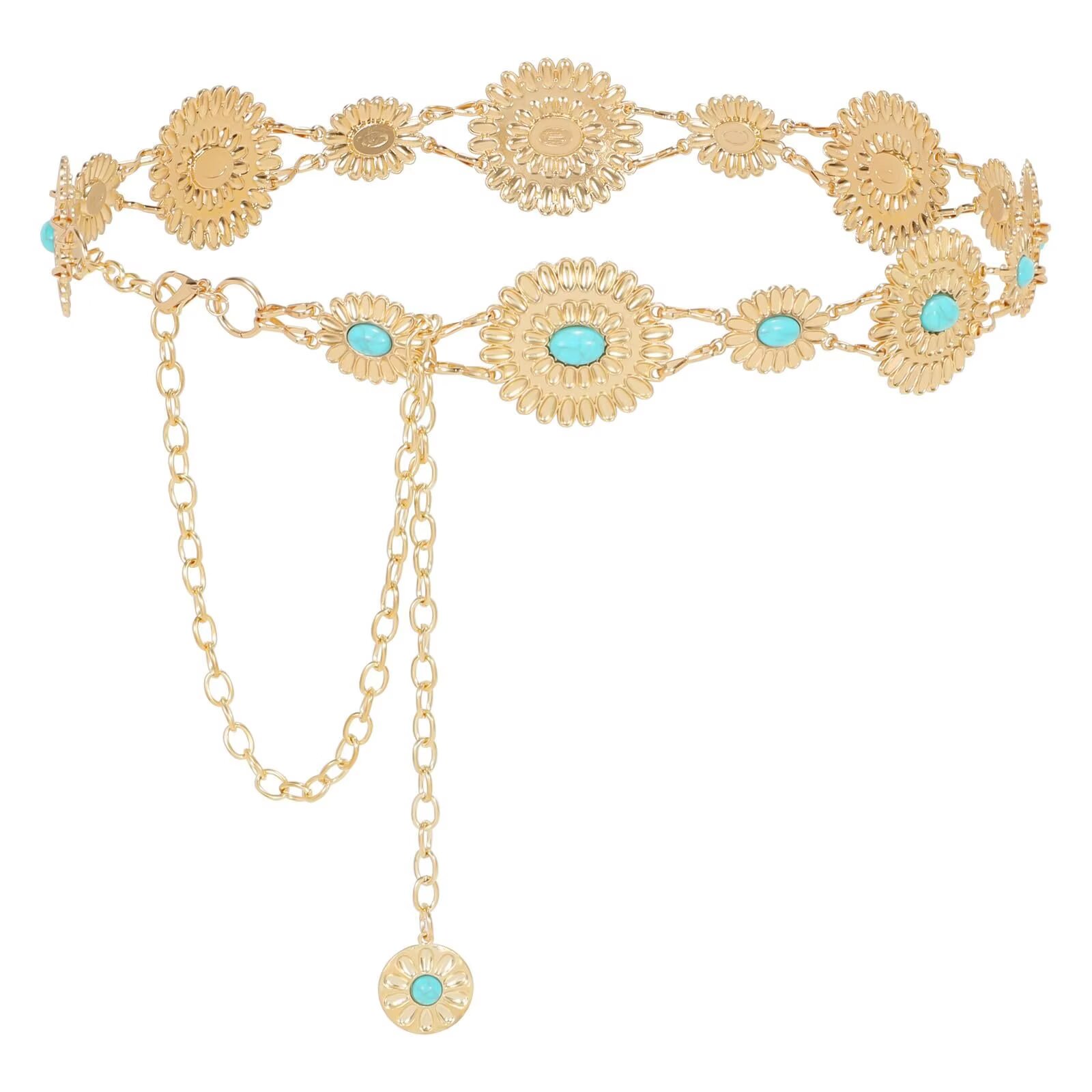 6421 Women Boho Chain Belts For Dresses Jeans Western Cowgirl Waist Links s-l1200.jpg main image 3