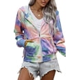 thumbnail image 4 of Sudadera con capucha informal con cremallera completa para mujer, cómoda sudadera holgada de manga larga, chaqueta de color sólido con bolsillos, 4 of 5