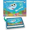 Baby Shark Boy Edible Cake Image Topper Personalized Picture 1/4 Sheet (8"x10.5")