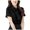 Black, variant on Bibifish Womens Shirts Blouse Ruffled Neck Short Sleeve Solid Color Blouse Elegant Loose Fit Casual Work Tops Stylish Trendy Shirts