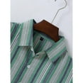 thumbnail image 5 of miqiqism Men Trendy Shirts Casual Striped Printed T-shirts Men's Slim Fit Button Down Blouses Comfy Long Sleeves Shirt Tops,Green,XX-Large, 5 of 5