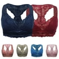 thumbnail image 2 of huanledash Women Bra Wire Free High Elasticity V Neck Multiple Color Optional Crop Top Vest Lace Bralette for Daily Wear, 2 of 7
