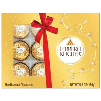 Ferrero Rocher Premium Gourmet Milk Chocolate Hazelnut, Individually Wrapped Candy for Gifting, Great Holiday Gift Box, 5.3 oz, 12 Count
