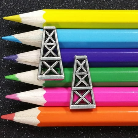 Gold Oil Derrick - 10 PCS - Oil Rig Derrick Offshore Silver Charm Shop Exclusive C0492