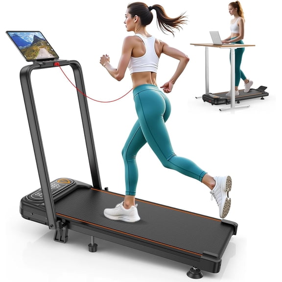 Foldable Treadmill with 10% Incline, Upgrade 3.5HP Low Noise Walking Pad Treadmill with Handle Bar, 4 in 1 Portable Under Desk Treadmills for Home/Office, 350Lbs Capacity, APP & Remote Control