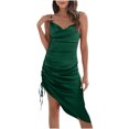 thumbnail image 5 of FcBaudy Camisole Sans Manches Robe Col en V, Robes d'Été pour Femmes, Robes pour Femmes Robe à Bretelles Irrégulière à Cordon Robe à Bretelles Col en V Robe pour Femmes, 5 of 5