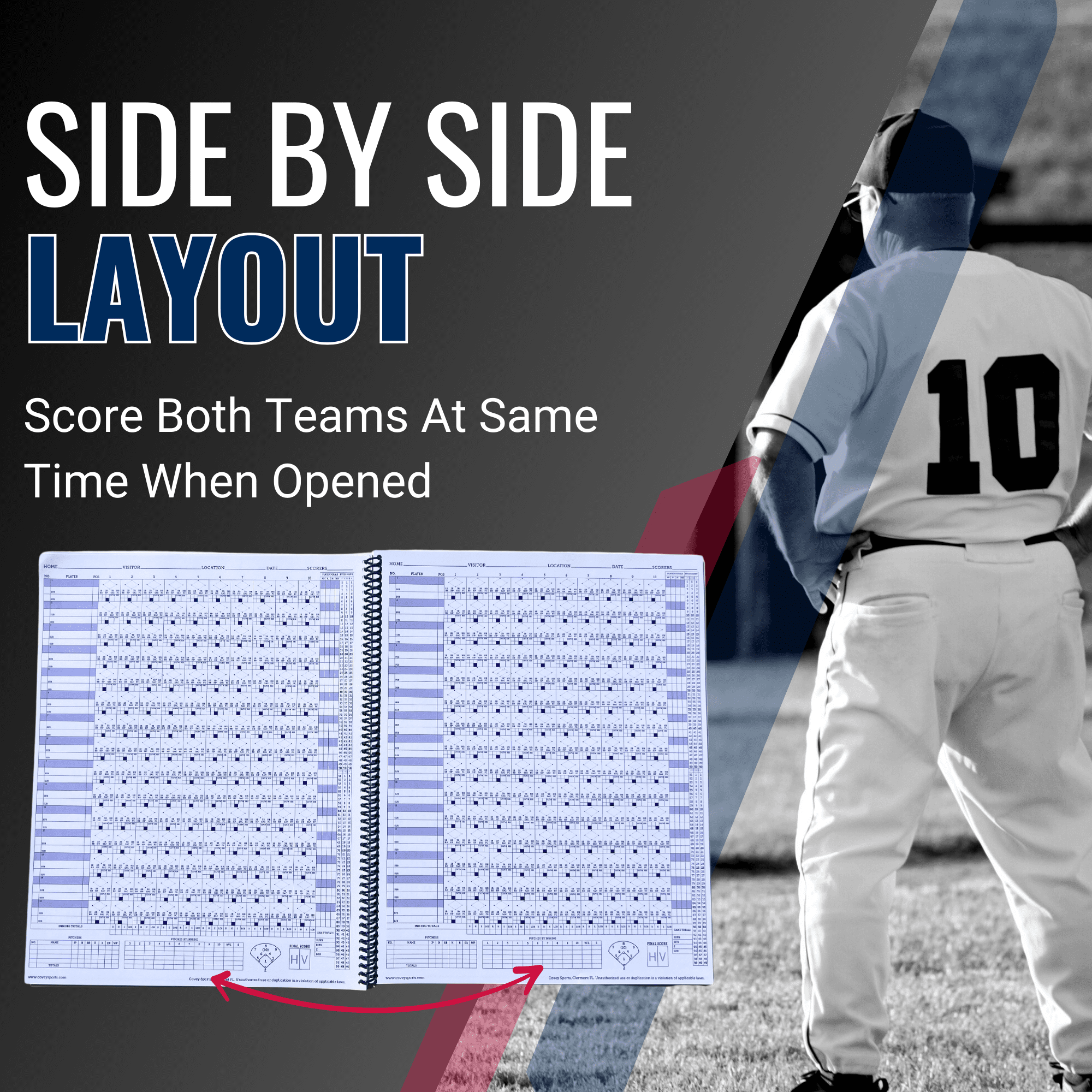 Covey Sports Oversized Baseball Scorebook & Softball Scorebook, 50-Game